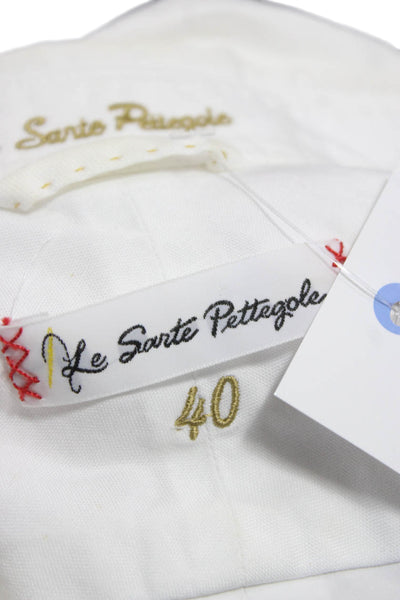 Le Sarte Pettegole Womens Collared Cotton Button-Up Long Sleeve White Size 40