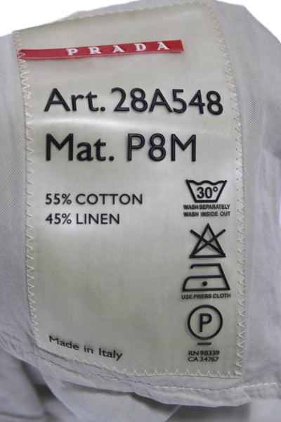 Prada Womens Basic Jacket Beige Cotton Linen Long Sleeve Size 40