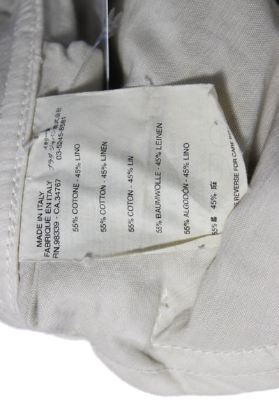 Prada Womens Basic Jacket Beige Cotton Linen Long Sleeve Size 40