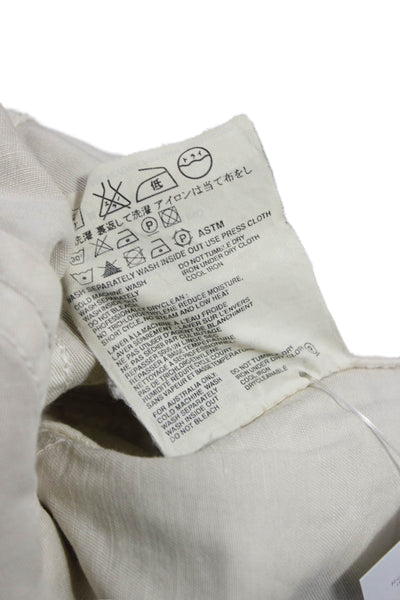 Prada Womens Basic Jacket Beige Cotton Linen Long Sleeve Size 40