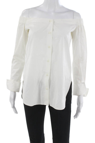 Rag & Bone Women Off the Shoulder Long Sleeve Cotton Blouse White Size XS