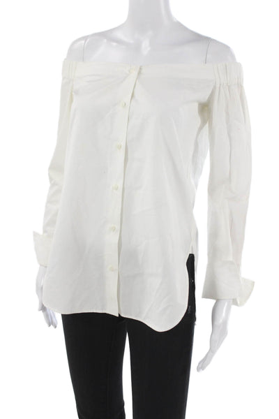Rag & Bone Women Off the Shoulder Long Sleeve Cotton Blouse White Size XS
