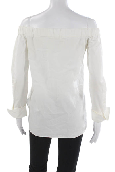 Rag & Bone Women Off the Shoulder Long Sleeve Cotton Blouse White Size XS