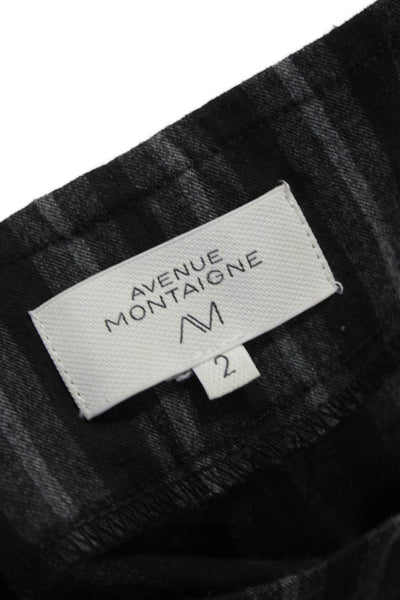 Avenue Montaigne Women Black Striped Dress Pants Pull On Business Size 2