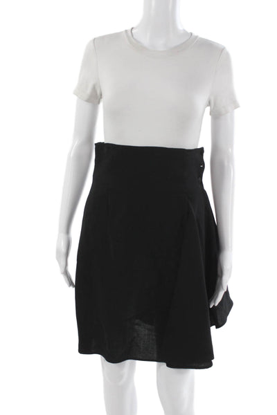 Christian Lacroix Womens Black Wool Wrap Short Skirt Button Size 10