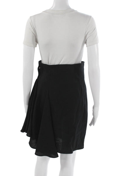 Christian Lacroix Womens Black Wool Wrap Short Skirt Button Size 10