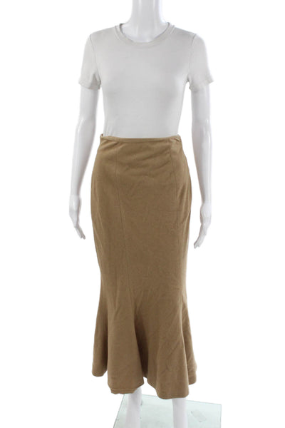 Ralph Lauren Women Beige Camel Hair Trumpet Skirt Long Size 2