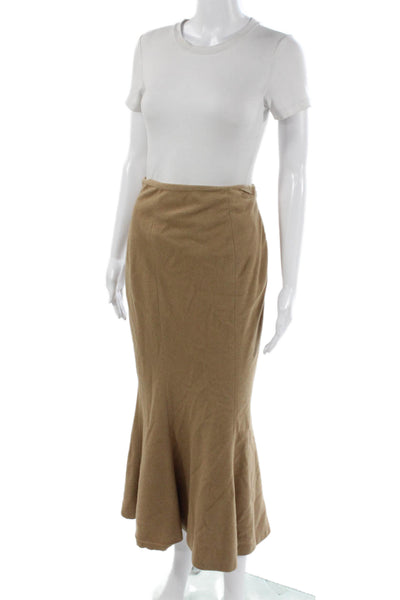 Ralph Lauren Women Beige Camel Hair Trumpet Skirt Long Size 2
