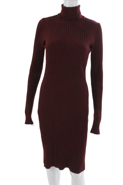 Wolford Womens Red Turtleneck Sweater Dress Long Sleeve Mid Calf Size XS