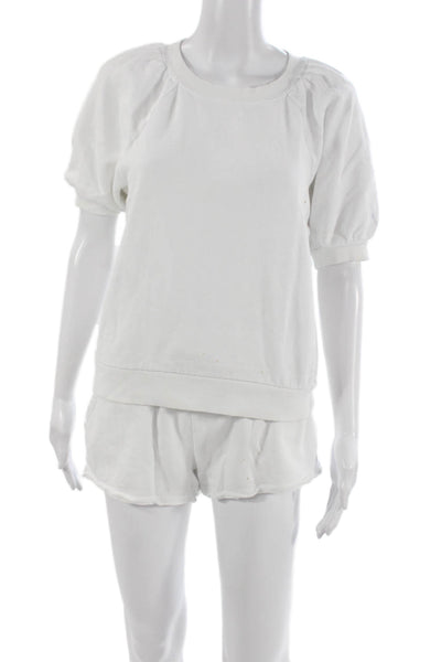 Z Supply Unisex Pullover Sweatshirt White Crew Neck Short Sleeve Cotton Size XS