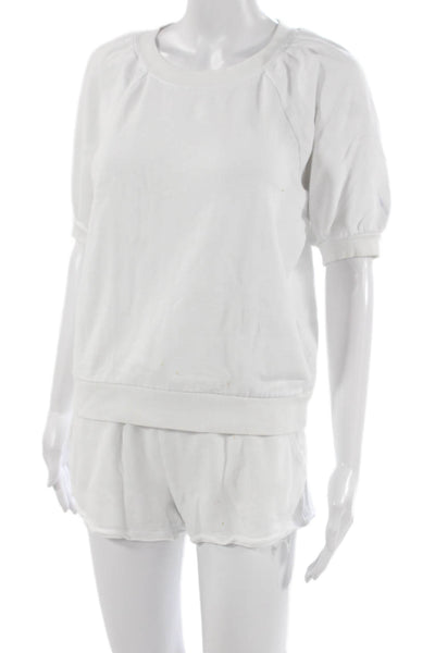 Z Supply Unisex Pullover Sweatshirt White Crew Neck Short Sleeve Cotton Size XS