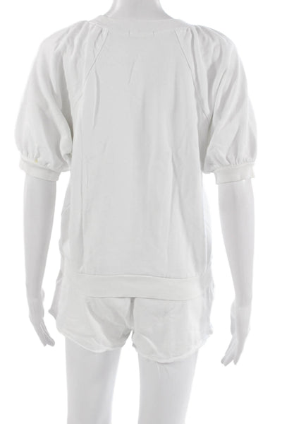 Z Supply Unisex Pullover Sweatshirt White Crew Neck Short Sleeve Cotton Size XS