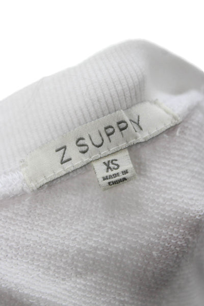 Z Supply Unisex Pullover Sweatshirt White Crew Neck Short Sleeve Cotton Size XS