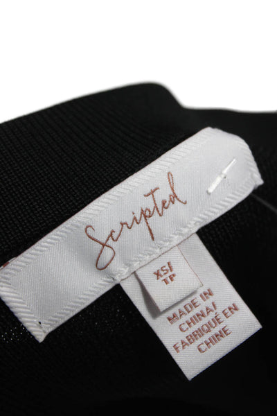 Scripted Womens Off Shoulder Lace Up Black Rayon Long Sleeve Blouse Size XS