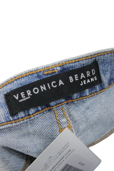 Veronica Beard Unisex Adults Tapered High Rise Blue Cotton Blend Jeans Size 24