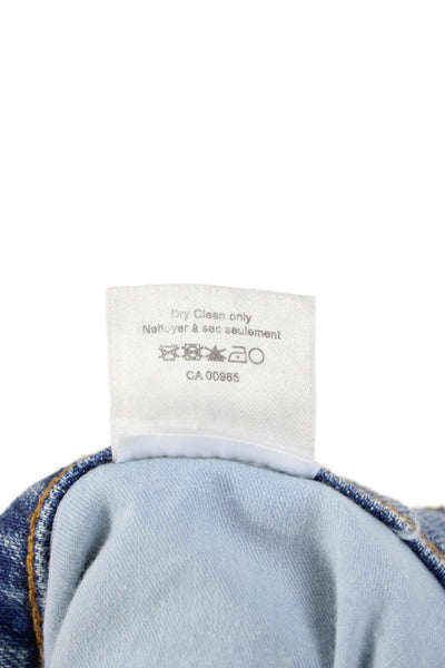 Veronica Beard Unisex Adults Tapered High Rise Blue Cotton Blend Jeans Size 24