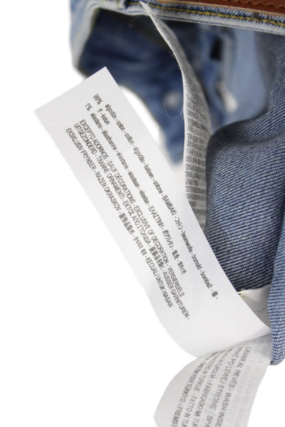 Zara Basic Unisex Skinny Floral High Rise Blue Cotton Jeans Size 4