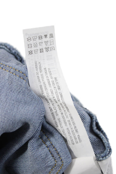 Zara Basic Unisex Skinny Floral High Rise Blue Cotton Jeans Size 4