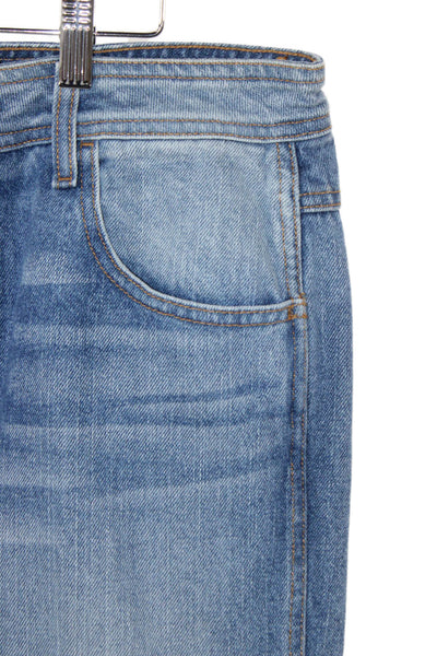 Brandon Maxwell Unisex Adults Straight Jeans High Waist Blue Cotton Zip Size 29