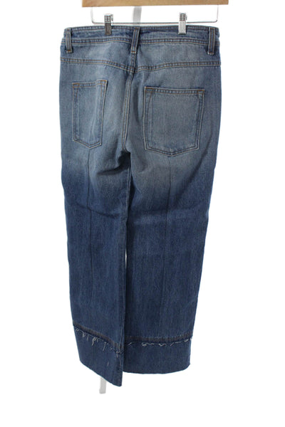 Brandon Maxwell Unisex Adults Straight Jeans High Waist Blue Cotton Zip Size 29
