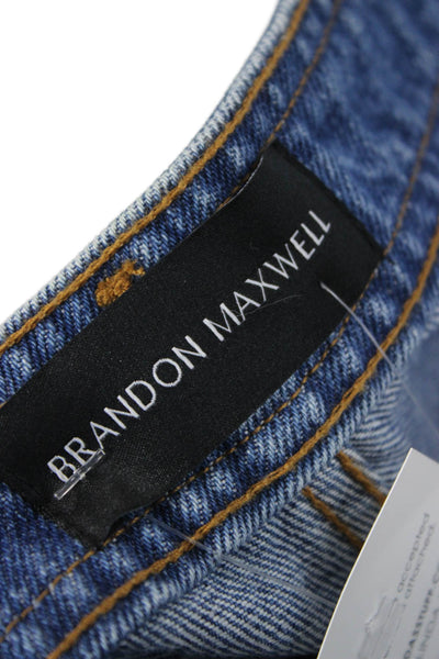 Brandon Maxwell Unisex Adults Straight Jeans High Waist Blue Cotton Zip Size 29