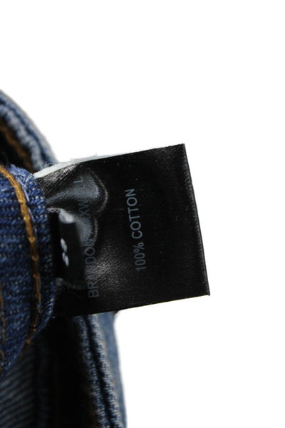Brandon Maxwell Unisex Adults Straight Jeans High Waist Blue Cotton Zip Size 29