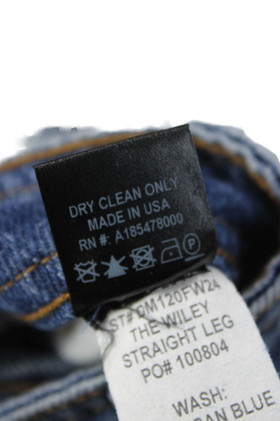 Brandon Maxwell Unisex Adults Straight Jeans High Waist Blue Cotton Zip Size 29