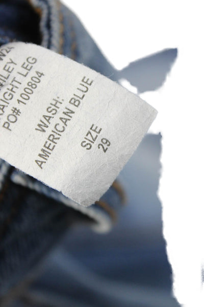 Brandon Maxwell Unisex Adults Straight Jeans High Waist Blue Cotton Zip Size 29