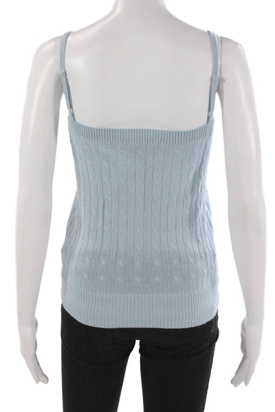 Saks Fifth Avenue Women Cashmere Blue Cable Knit Square Neck Tank Size L