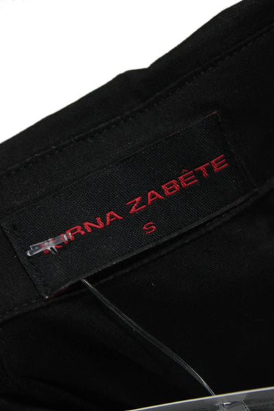 Kirna Zabete Womens Shirt Dress Black Button Short Sleeve Size S
