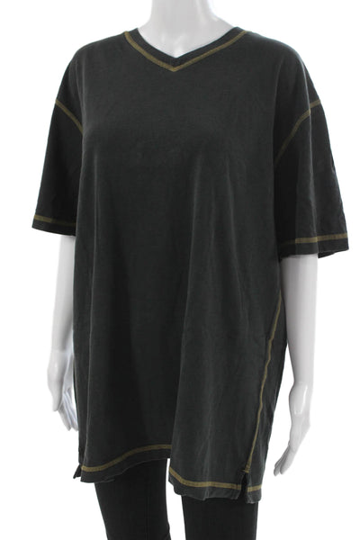 Orvis Mens V-Neck T-Shirt Gray 100% Cotton Short Sleeve Size L