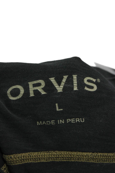 Orvis Mens V-Neck T-Shirt Gray 100% Cotton Short Sleeve Size L