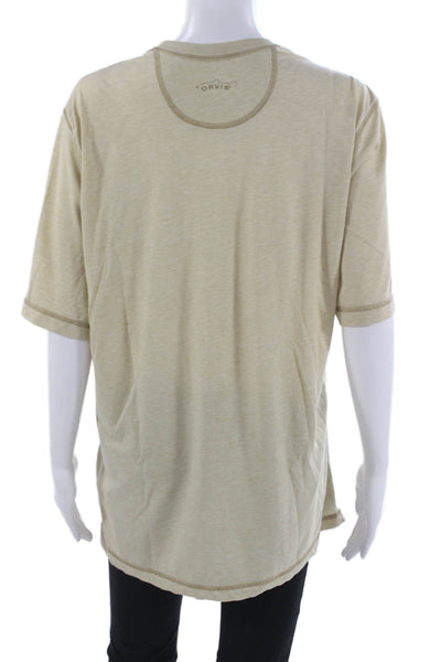 Orvis Mens Basic T-Shirt Beige Crew Neck Short Sleeve Polyester Blend Size M