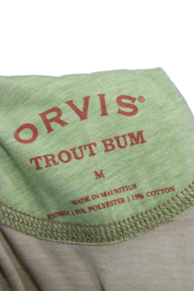 Orvis Mens Basic T-Shirt Beige Crew Neck Short Sleeve Polyester Blend Size M