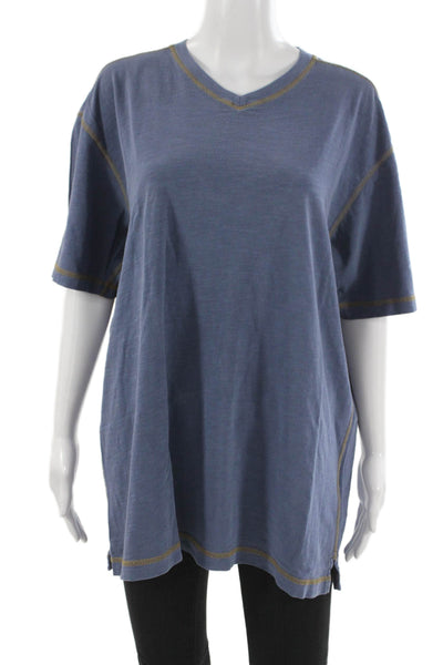 Orvis Unisex Basic Blue V-Neck Cotton Short Sleeve T-Shirt Size L
