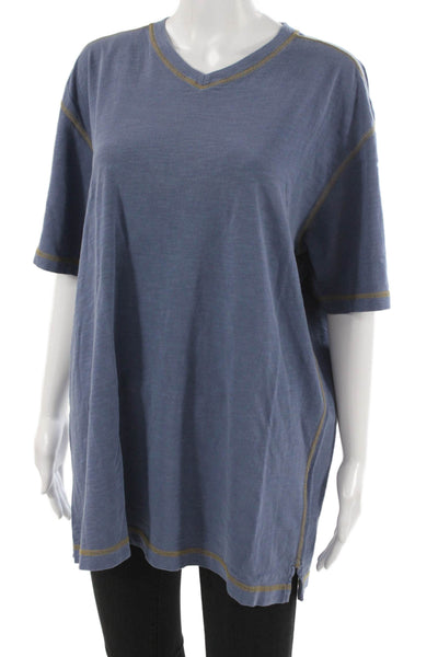 Orvis Unisex Basic Blue V-Neck Cotton Short Sleeve T-Shirt Size L