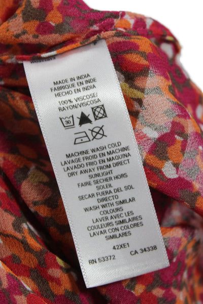 French Connection Women V-Neck Geometric Multicolor Blouse Short-Sleeve Size 0