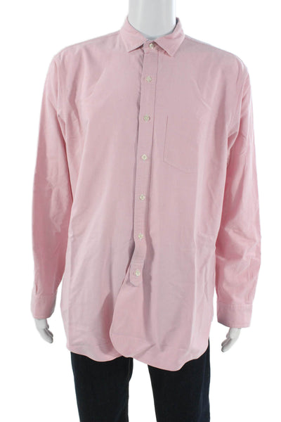 Brooks Brothers Mens Button Up Dress Shirt Pink 100% Cotton Long Sleeve Size L