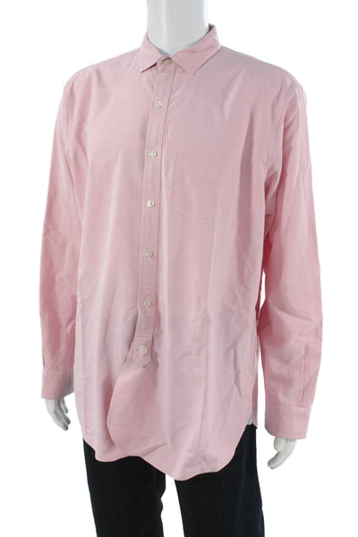 Brooks Brothers Mens Button Up Dress Shirt Pink 100% Cotton Long Sleeve Size L