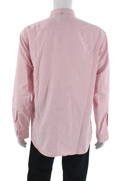 Brooks Brothers Mens Button Up Dress Shirt Pink 100% Cotton Long Sleeve Size L