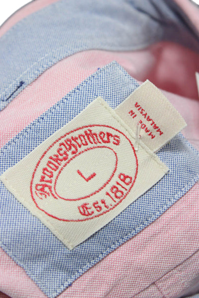 Brooks Brothers Mens Button Up Dress Shirt Pink 100% Cotton Long Sleeve Size L