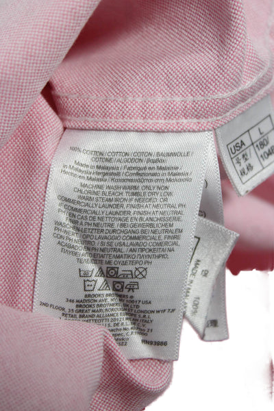 Brooks Brothers Mens Button Up Dress Shirt Pink 100% Cotton Long Sleeve Size L