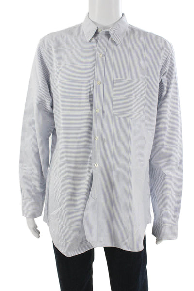 Brooks Brothers Mens Blue Striped Button Up Shirt Long Sleeve Size L