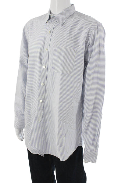 Brooks Brothers Mens Blue Striped Button Up Shirt Long Sleeve Size L