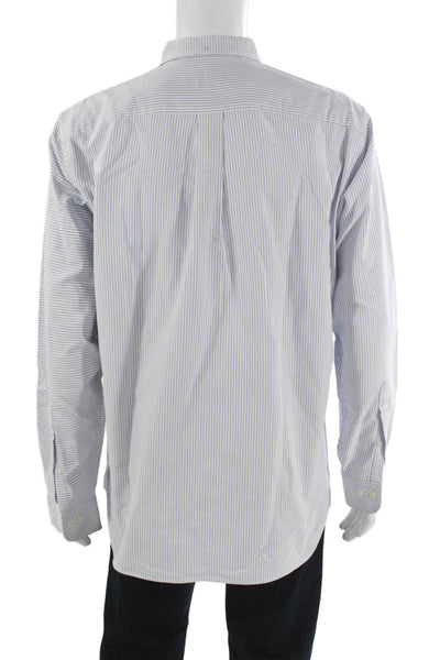 Brooks Brothers Mens Blue Striped Button Up Shirt Long Sleeve Size L