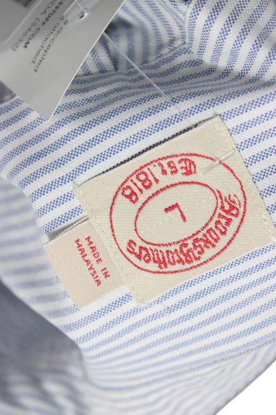 Brooks Brothers Mens Blue Striped Button Up Shirt Long Sleeve Size L