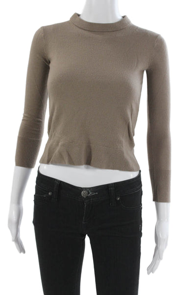 Club Monaco Womens Beige Wool Blend Mock Neck Pullover 3/4 Sleeve Tall Size 2XS