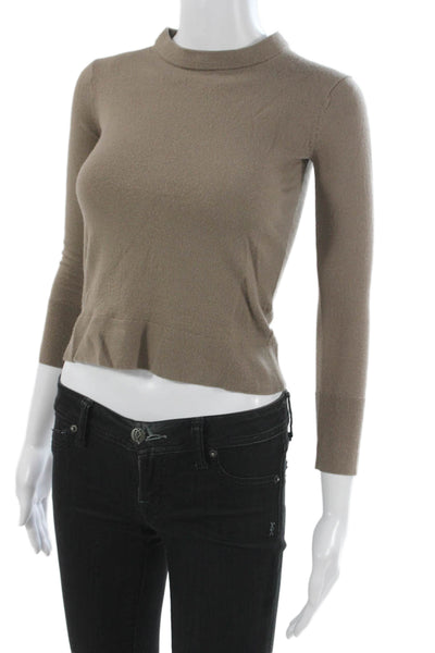 Club Monaco Womens Beige Wool Blend Mock Neck Pullover 3/4 Sleeve Tall Size 2XS