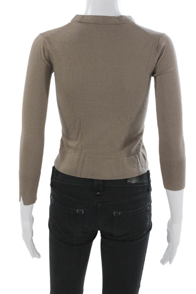 Club Monaco Womens Beige Wool Blend Mock Neck Pullover 3/4 Sleeve Tall Size 2XS