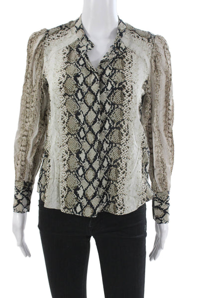 Joie Women Multicolor Collared Animal Print Blouse Long Sleeve Size XS